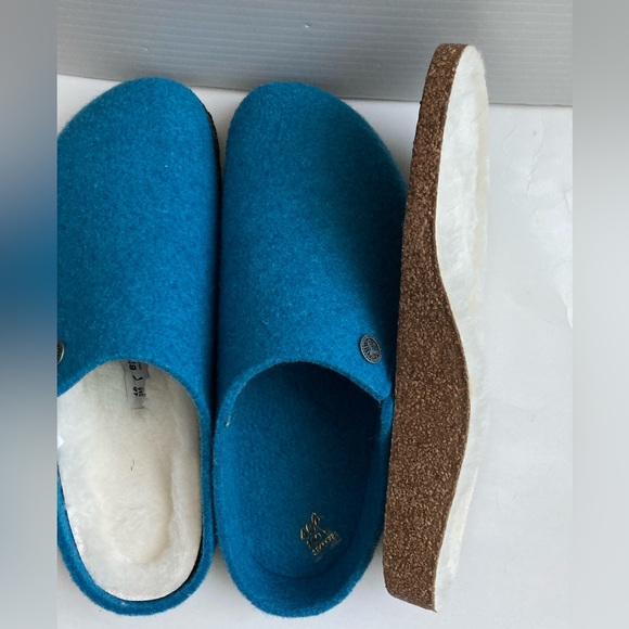 Birkenstock slip on clogs blue clogs faux shearling footbed Birks blue clogs 9 - Picture 8 of 14